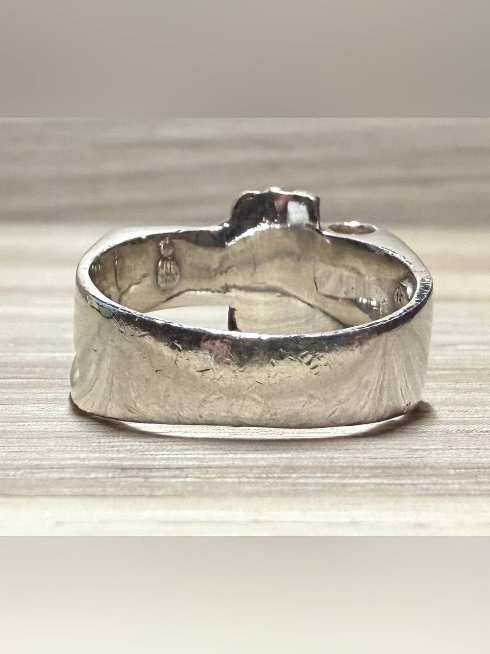 Vintage Designer Signed 950 Silver & 18K Gold Modernist Ring, Size 7.5, 7.4g - Picture 4 of 11